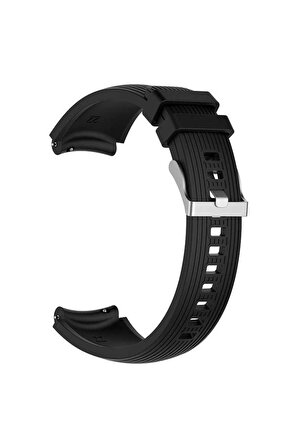 Huawei Watch GT 3 SE 22mm için Çizgili Silikon Kordon-18 Siyah