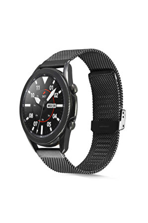 Huawei Watch GT 3 Pro Titanium (46mm) 22mm için Klipsli Hasır Metal Kordon-45 Siyah