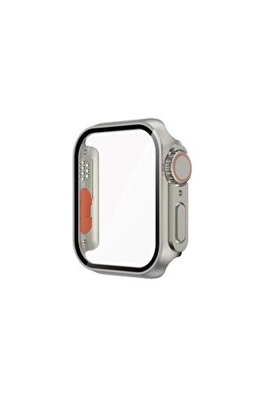 Kordon Store Apple Watch 45mm Uyumlu Akıllı Saat Kasa ve Ekran Koruyucu / Dönüştürücü Gard-27 Gri