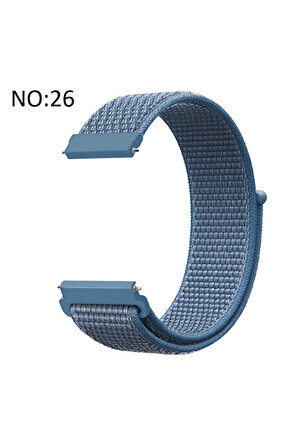 Galaxy Watch 4 Classic (46mm) 20mm için Cırtlı Kumaş Kordon-03 Koyu Mavi