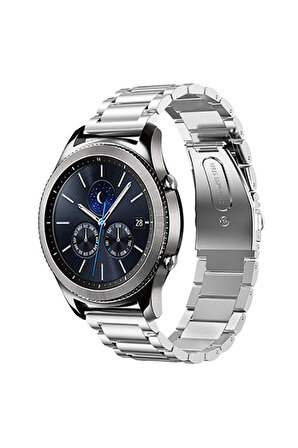 Huawei Watch GT 3 Pro Titanium (46mm) 22mm için Klasik Metal Kordon-04 Gümüş