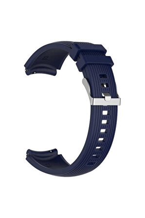 Galaxy Watch 6 Classic (47mm) 20mm için Çizgili Silikon Kordon-18 Lacivert