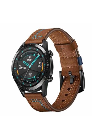 Galaxy Watch 5 Pro (45mm) 20mm için Suni Deri Pu Kordon-19 Kahverengi