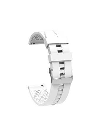 Galaxy Watch 4 Classic (46mm) 20mm için içi desenli Silikon Kordon-23 Beyaz