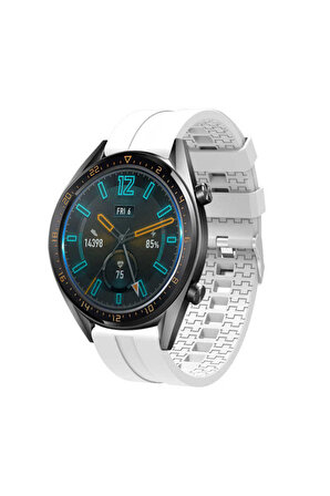 Galaxy Watch 6 Classic (47mm) 20mm için içi desenli Silikon Kordon-23 Beyaz