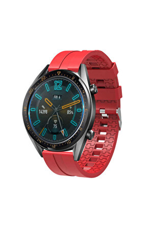 Galaxy Watch 6 Classic (47mm) 20mm için içi desenli Silikon Kordon-23 Kırmızı