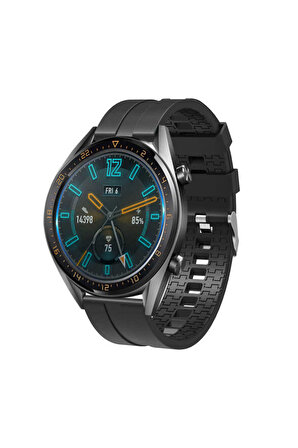 Galaxy Watch 6 Classic (47mm) 20mm için içi desenli Silikon Kordon-23 Siyah
