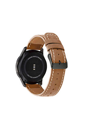 Huawei Watch GT 3 Pro Titanium (46mm) 22mm için Suni Deri Kordon-29 Kahverengi