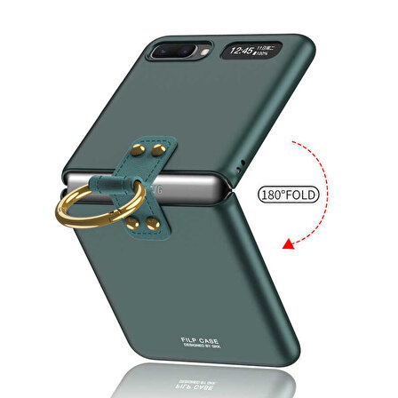 Gpack Samsung Galaxy Z Flip Kılıf Yüzüklü Silikon Mat Ring
