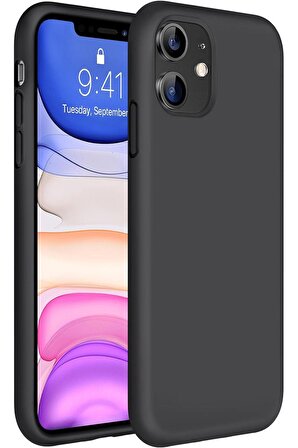 iPhone 12 ve 12 Pro Uyumlu içi Kadife Lansman Silikon kılıf Full Koruma Sağlayan Kılıf Siyah Renk