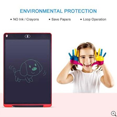 qasul 12" Büyük Boy Dijital Çocuk Yazı Tahtası Grafik Çizim ve Resim Tableti LCD Çizimtabletihediye121212