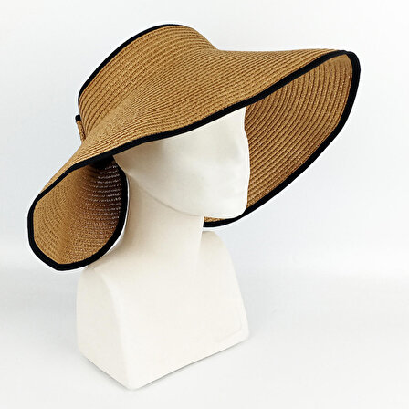 Woodycord Katlamalı Fiyonklu Geniş Siperli Hasır Vizör Şapka