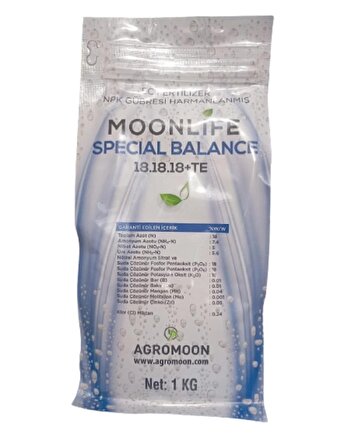 Moonlife Special Balance.Dengeli Büyüme.Güçlü Sağlıklı Yeşil Aksam 18.18.18 Te 1kg