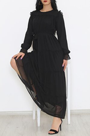 Şifon Elbise Siyah