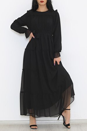 Şifon Elbise Siyah