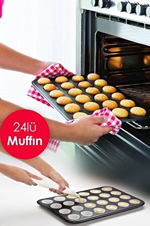 Yapışmaz 24\'lü Mini Tek Lokmalık Muffin Kek Kalıbı