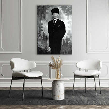 Atatürk: Siyah Beyaz Portre Kanvas Tablo