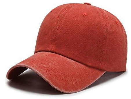 Beyzbol Şapkası %100 Pamuk Düz Eskitme - Yeni Sezon – Son Trend - Turuncu