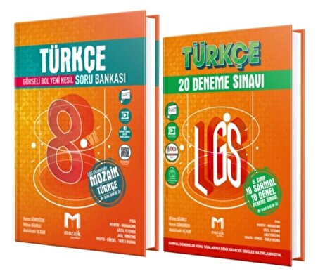 MOZAİK YAYINLARI 8. Sınıf Türkçe Soru Bankası ve Türkçe  20 Deneme (2 Kitap)