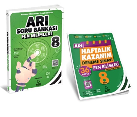 ARI YAYINCILIK 8. Sınıf Fen Bilimleri Arı Soru Bankası + Arı Haftalık Kazanım Deneme