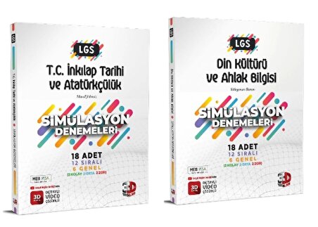 3D Yayınları LGS Simülasyon T.C. İnkilap Tarihi ve Atatürkçülük - Din Kültürü ve Ahlak Bilgisi Denemeleri (2 Kitap)