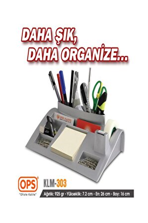 Ops Masaüstü Organizer Kalemlik Bantlıklı Gri K-Klm303G-5Ops