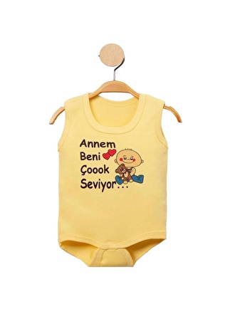 Annem Beni Çoook Seviyor Yazılı Çıt Çıtlı Atlet Body-Zıbın