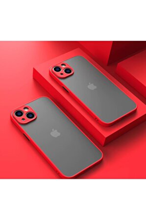 iPhone 13 Uyumlu Kenarları Renkli Kamera Korumalı Arkası Mat Şeffaf Kılıf