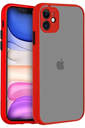 iPhone 13 Uyumlu Kenarları Renkli Kamera Korumalı Arkası Mat Şeffaf Kılıf