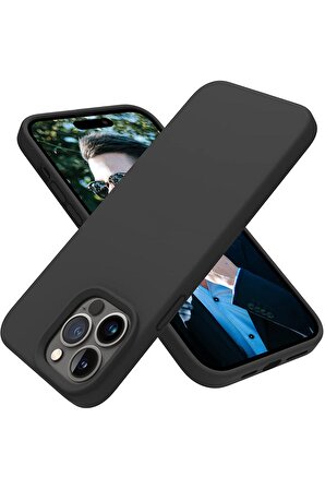 iPhone 13 Pro max Uyumlu içi Kadife Lansman Silikon kılıf Full Koruma Sağlayan Kılıf Siyah Renk