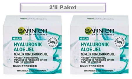 Günlük Nemlendirici Jel Garnier Hyaluronik Aloe Jel 50 ml x 2 Adet