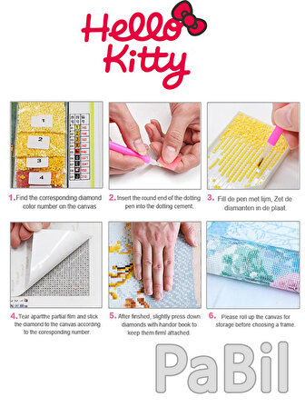 DIY Kendin Yap Elsanatları Hello Kitty Anime Elmas Boyama Seti 15 X 15 - Model 1