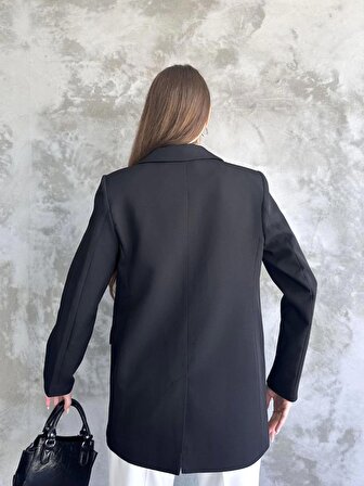 Brg Clothing Siyah Vücuda Tam Oturan Düğmeli Blazer Ceket