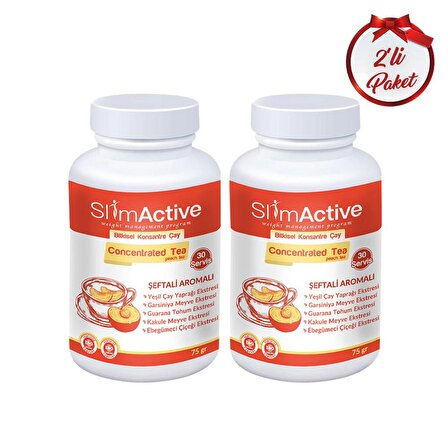 Slim Active Şeftali Aromalı Bitkisel Konsantre Çay Seti 2 Adet