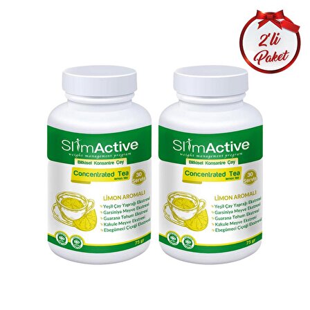 Slim Active Limon Aromalı Bitkisel Konsantre Çay Seti 2 Adet