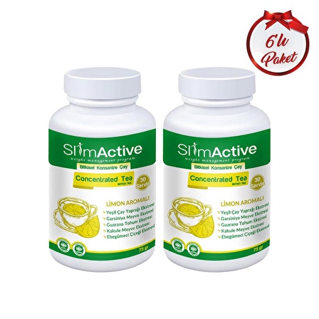 Slim Active Limon Aromalı Bitkisel Konsantre Çay Seti 6 Adet