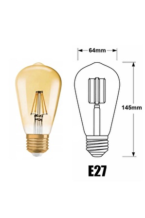 Osram Vintage 4W (37W) Flamanlı Armut Rustik Led Ampul Sarı (4 Adet)