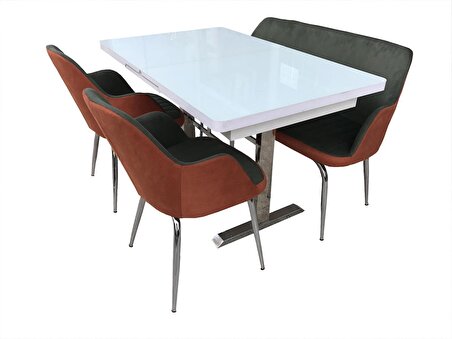 Masa-Sandalye Kelebek Kayın Retro MANUEL Model Takım Yan Açıl Cam Orta Ayak Çelik Nikelaj El Yapım