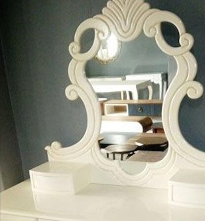 Makyaj Masası Dresuar Model Ahşap Kayın Aslan Ayak 9 Çekmece Aslan Baş Oyma Nakışlı Ayna El yapım