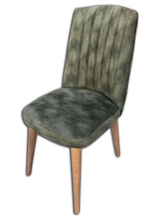 Sandalye Papel Model Kayın Torna RETRO Ayak  Yeşil soho Kumaş Çizgili sandalye El Yapım