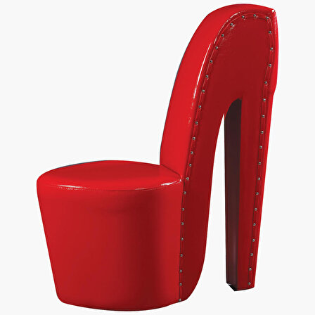 Puf Çizme Topuklu Ayakkabı Model Kırmızı Rugan Kırmızı Suni Deri Kayın ağacı iskelet El Yapım