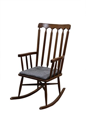 Sandalye  14611 Sallanır Bambu Kayın Ayak CEVİZ Lake Örgü kumaş minder El Yapım