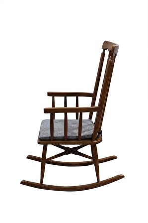 Sandalye  14611 Sallanır Bambu Kayın Ayak CEVİZ Lake Örgü kumaş minder El Yapım