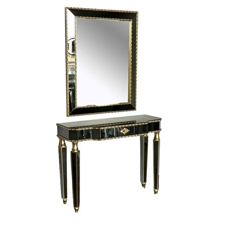Dresuar HAYAL Model Çekmece Geniş tabla Gold  Cam Ayna Kaplama ayak el yapım Nakışlı ayna El Yapım