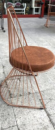 Sandalye 18009 İSTANBUL TEL Model Metal ROSE Kaplam Kiremit RENK döşeme El yapım