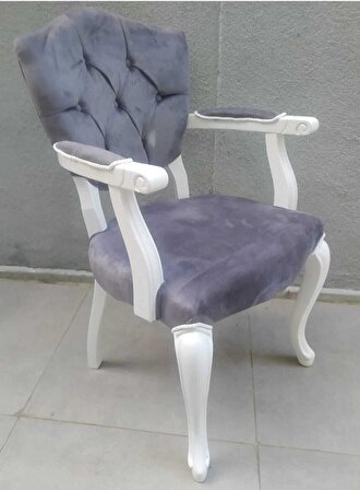 Bengi Fiskos-Berjer Sandalye Kelebek Model Parlak beyaz-ceviz Babyface Kapitone Kumaş Aslan ayak EL Yapım