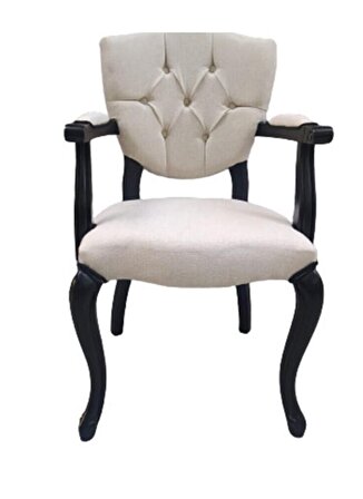 Bengi Sandalye KELEBEK Berjer Model Kayın Lükens  ASLAN Ayak  Parlak Siyah Terletmez keten kumaş El Yapım