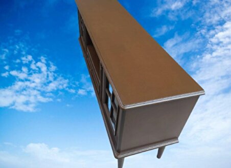Bengi Tv Sehpası Windovs Model Pencere Ahşap Gürgen Retro Ayak Ceviz Renk 150 cm El Yapımı