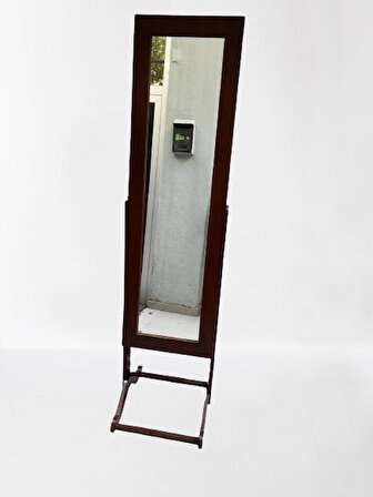 Takı 19322 Dolabı Boy Aynası Ahşap Parlak Ceviz Natüre Klasik Mobilya MDF El Yapı