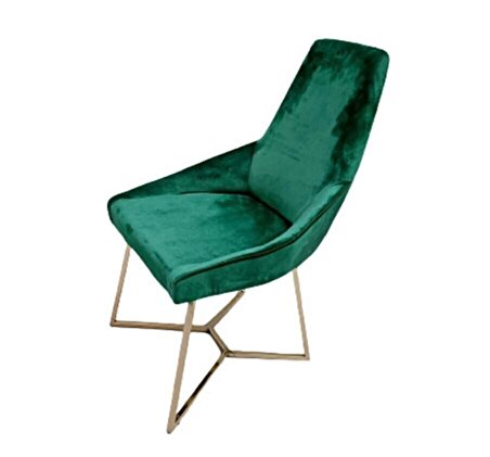 Bengi Sandalye PİRAMİT Model Metal Transmisyon Gold Renk Kaplama Baby Face Yeşil kumaş  1adet El Yapım